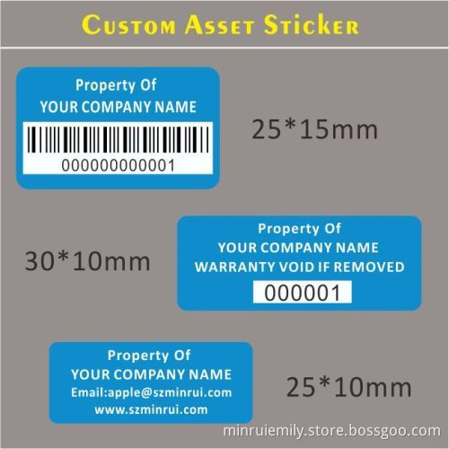 Custom Asset Control Stickers,property Id Tag Labels,tamper Evident Security Asset Label Sticker For Tracking